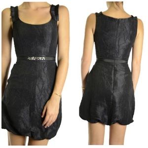 Max and Cleo Black Taffeta Jeweled Bubble Dress